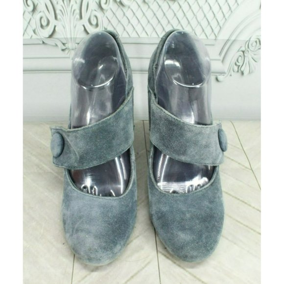 Born Crown Gray Suede Slip On Hook & Loop Casual Wedge Maryjane Shoes Size 8.5 - Picture 5 of 9